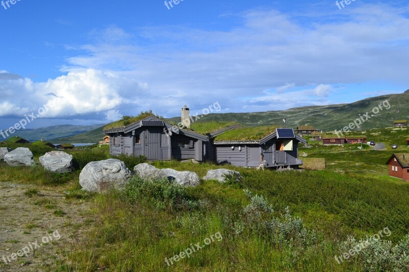 Cottage Top Mountain Sky Green