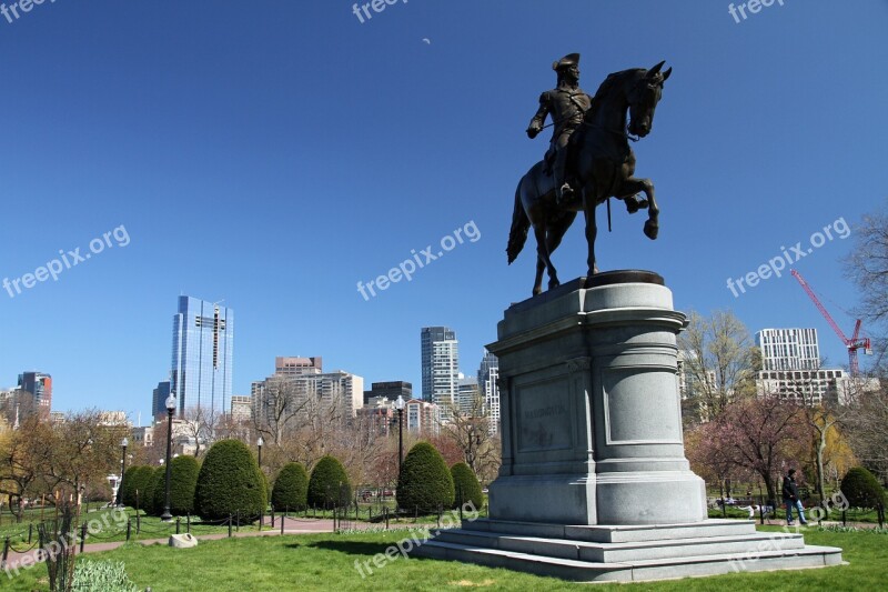 Equestrian Statue George Washington Monument Landmark Public Garden