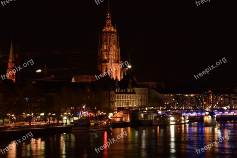 Skyline Night City View Water Water Surface