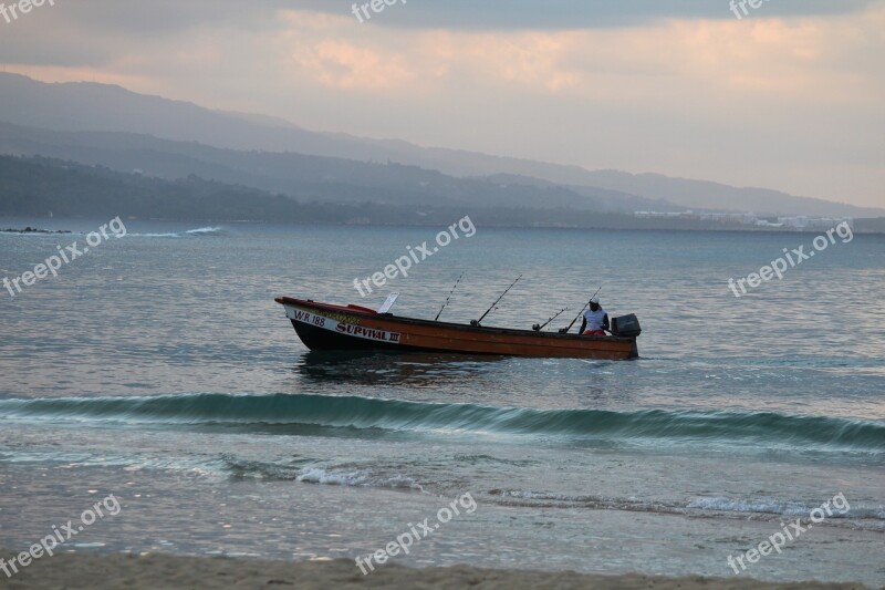 Fishing Sunset Water Fisherman Nature