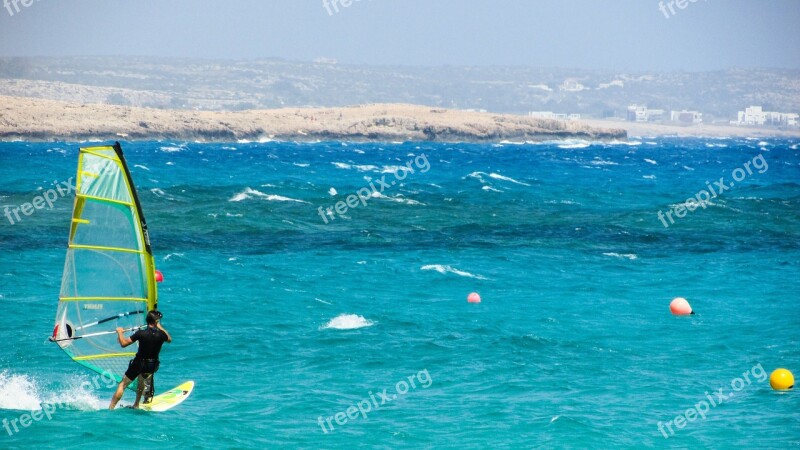 Windsurfing Sport Sea Water Windsurf