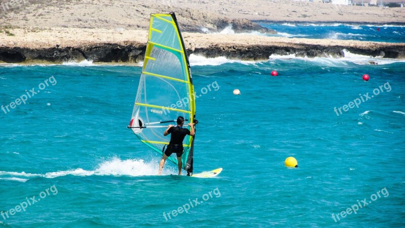 Windsurfing Sport Sea Water Windsurf