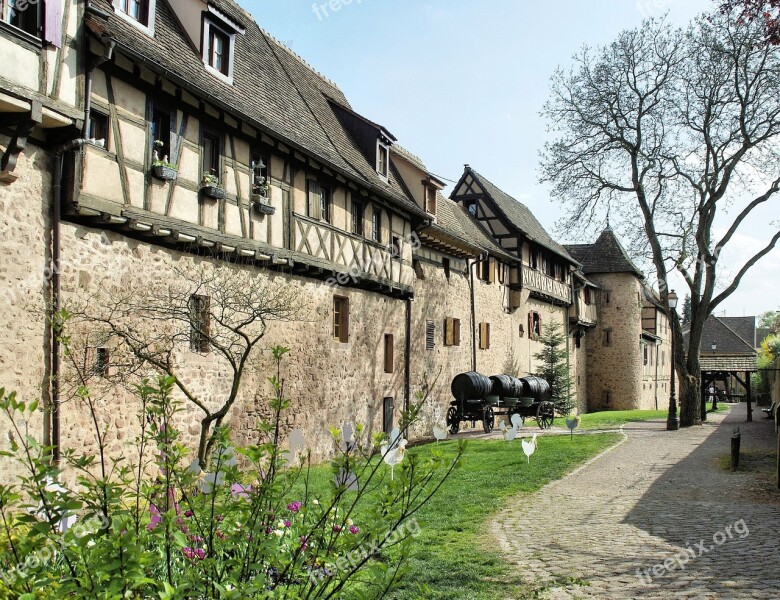 Alsace Riquewihr Street Fortified House Studs