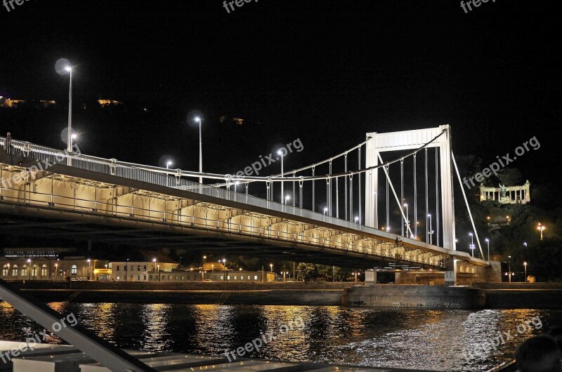 Budapest At Night Elisabeth Bridge Gellert Monument Gellert Mountain Citadel