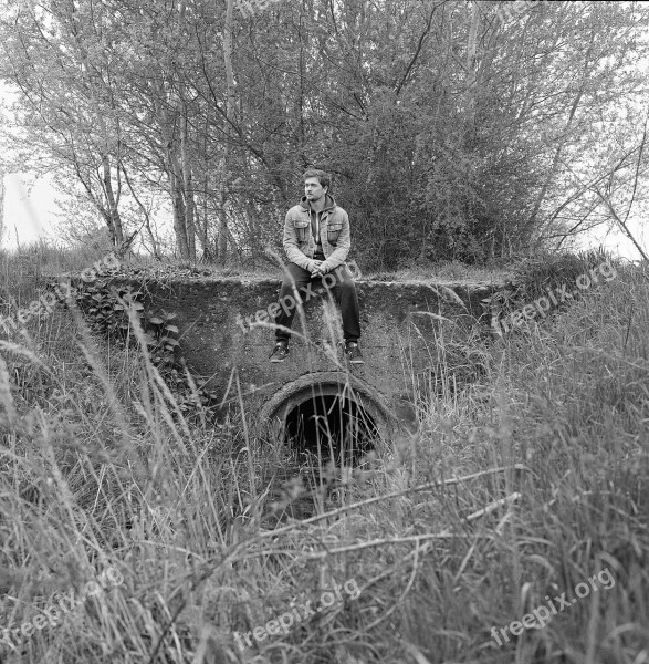 Guy Sitting Resting Bridge Young