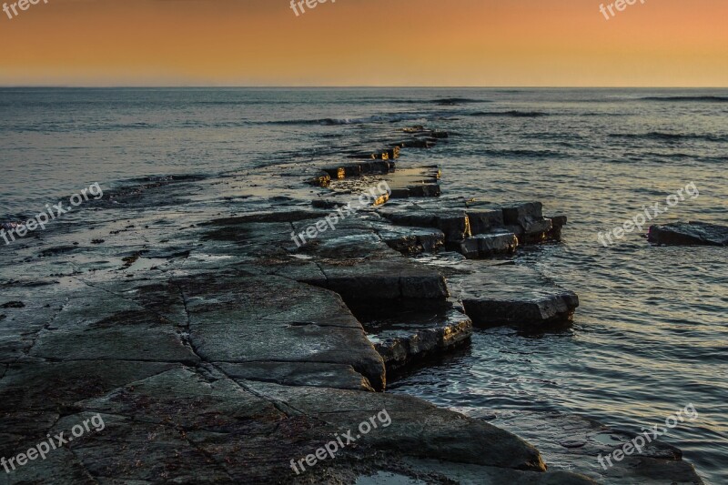 Twilight Ocean Dorset England Reefs