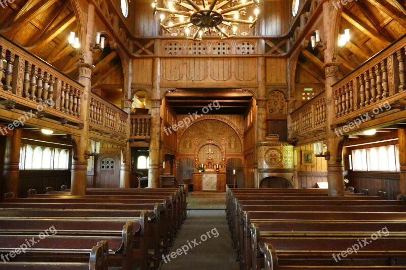 Nave Interior Benches Altar Stave Church