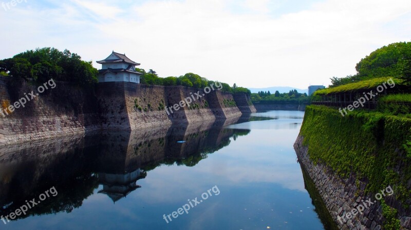 Moat Osaka Castle Japan Osaka Landmark