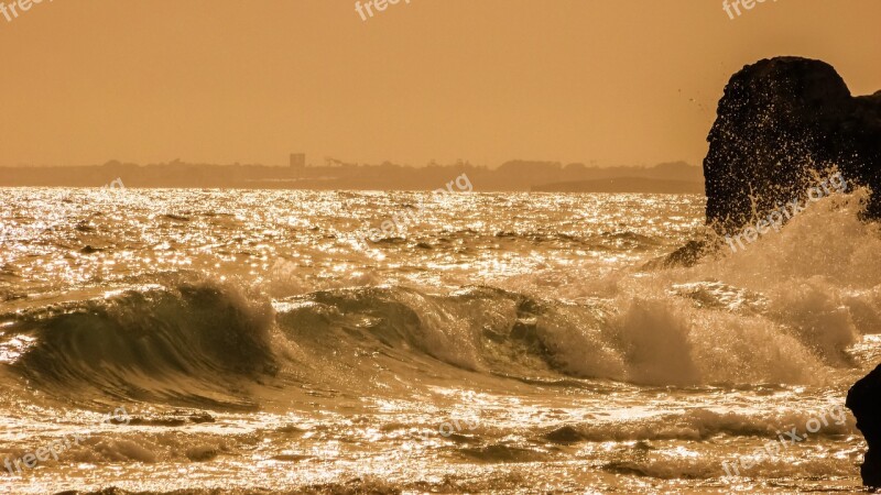 Sea Wave Afternoon Seascape Sunlight