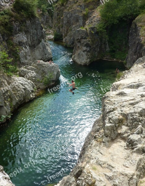 Ardeche Gorge Jump Diving Water Nature