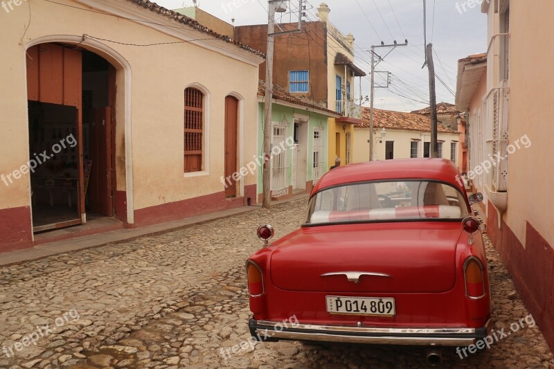 Cuba Trinidad Pavement Auto Retro