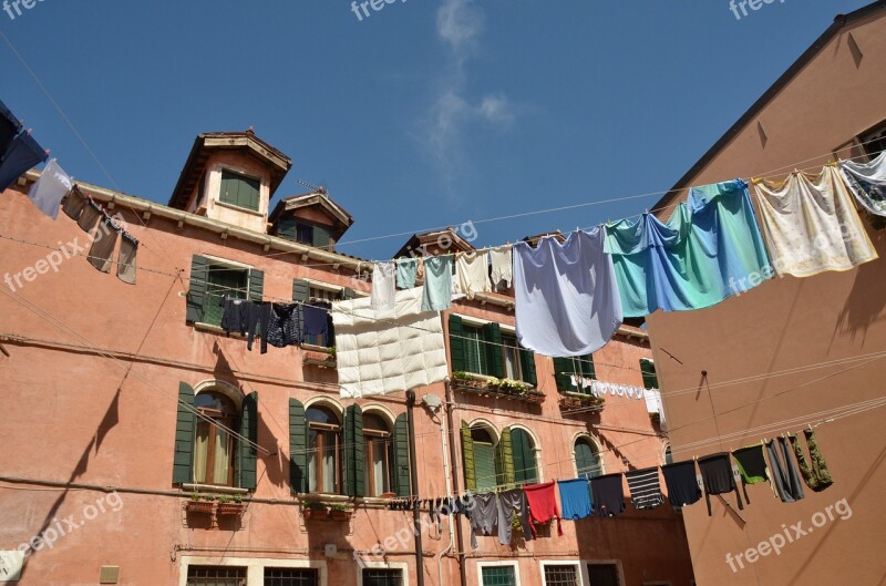 Italy Venice City Was Washing Day