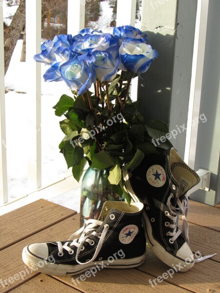 Roses Bouquet Blue Rose Shoes Converse