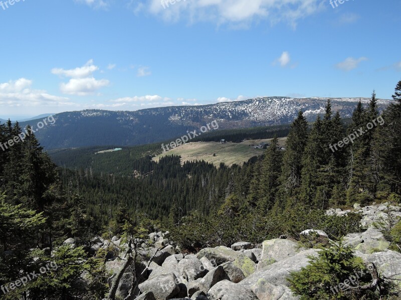 The Giant Mountains Mountains Hills Stones Spruces