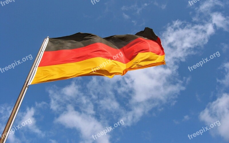 Germany Flag Flying Waving Breeze Flag Pole