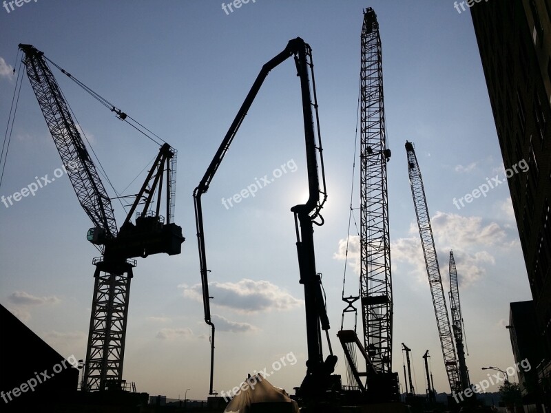 Skyline Cranes Cityscape Architecture Urban