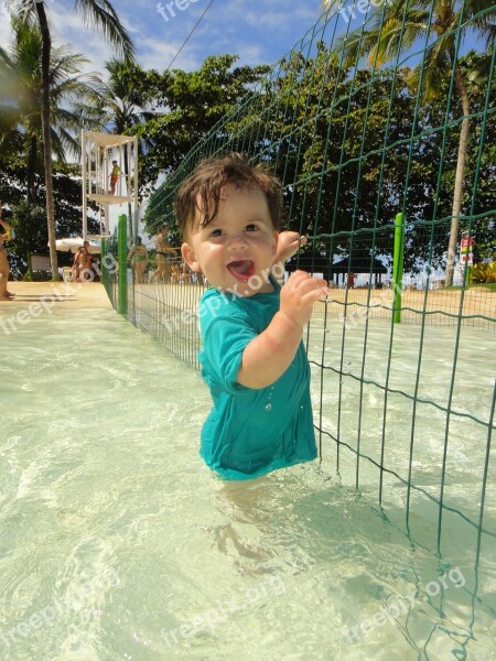 Bebe Pool Happy Little Boy Smile