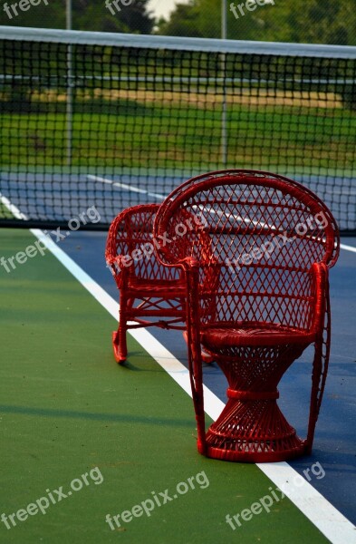 Tennis Red Chair Court Match