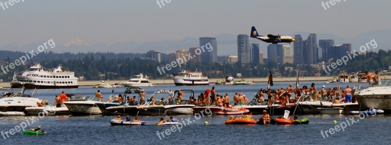 Washington Lake Boats Seattle Washington Air Show