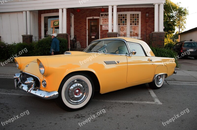 Yellow Ford Thunderbird Auto Automobile