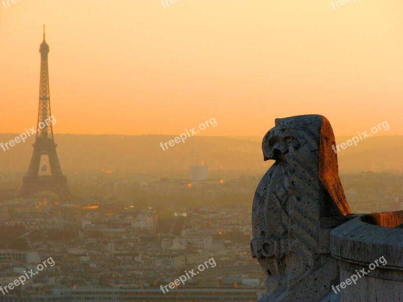 Paris Eiffel Tower City Sunset Panorama Of The City