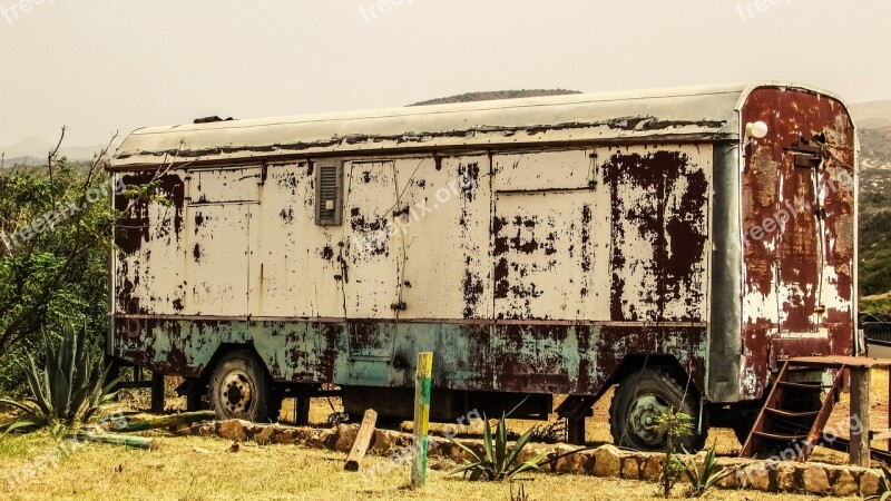 Cyprus Akamas National Park Trailer Abandoned