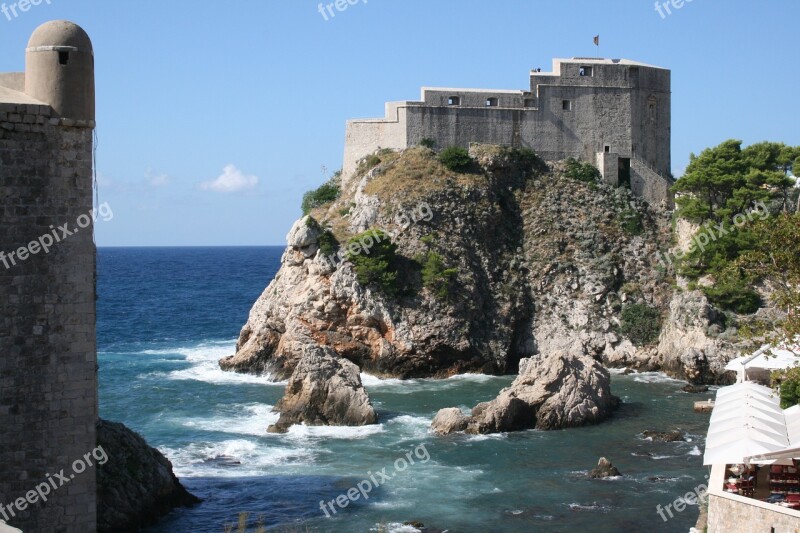 Castle Debrovnik Sea Old Walls