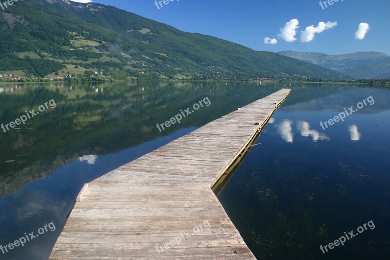 Bridge Lake Reflected In Water Landscape Rest