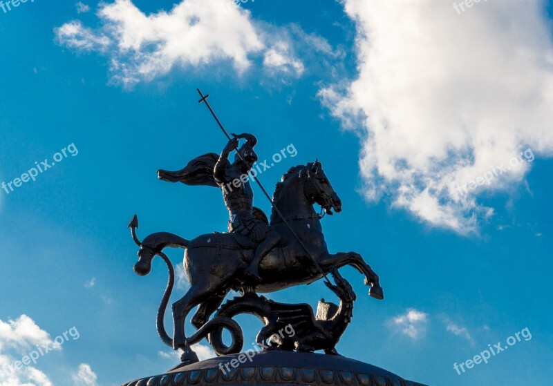 Statue Saint George And The Dragon Alexander Gardens Moscow Moscow Symbol