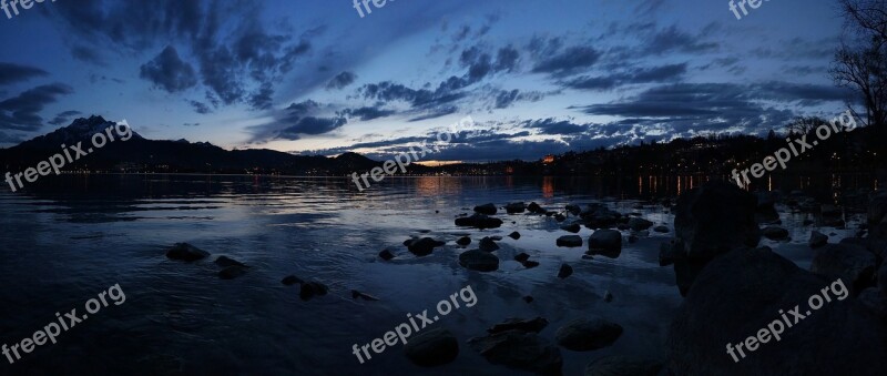 Lucerne Evening Lake Sky Clouds