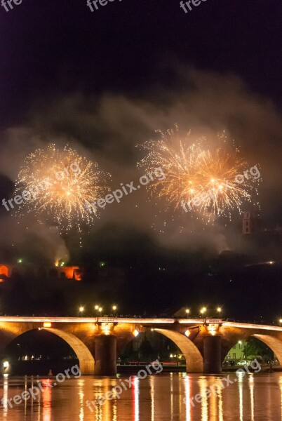 Heidelberg Bridge Neckar Castle Illuminations Fireworks