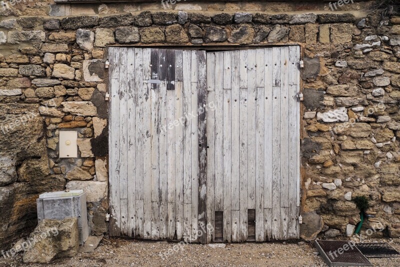 Goal Wooden Gate Old Stone Wall Free Photos