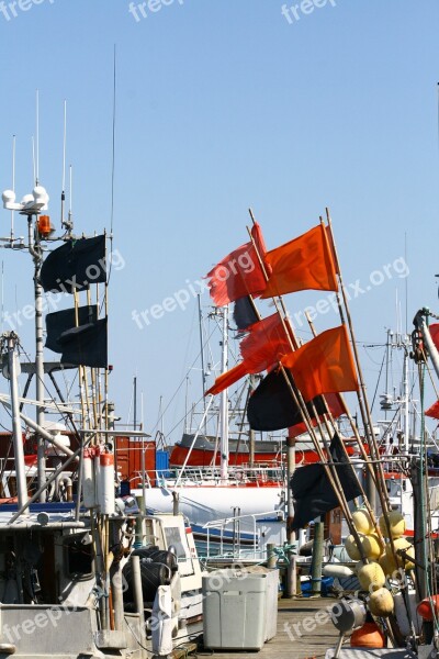 Fishing Boats Fishing Industry Buoys Flags Harbor Atmosphere