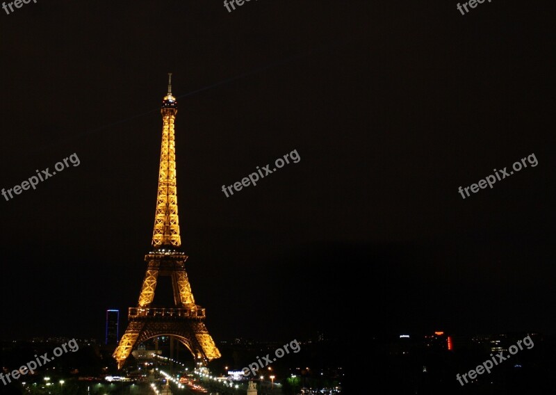 Eiffel Tower Paris Monument Night Lights