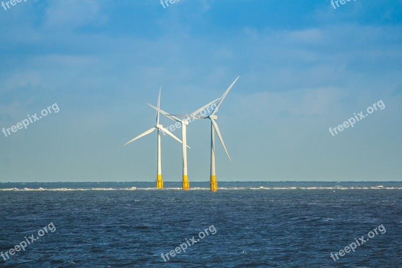 Wind Turbines North Sea England Norfolk Free Photos