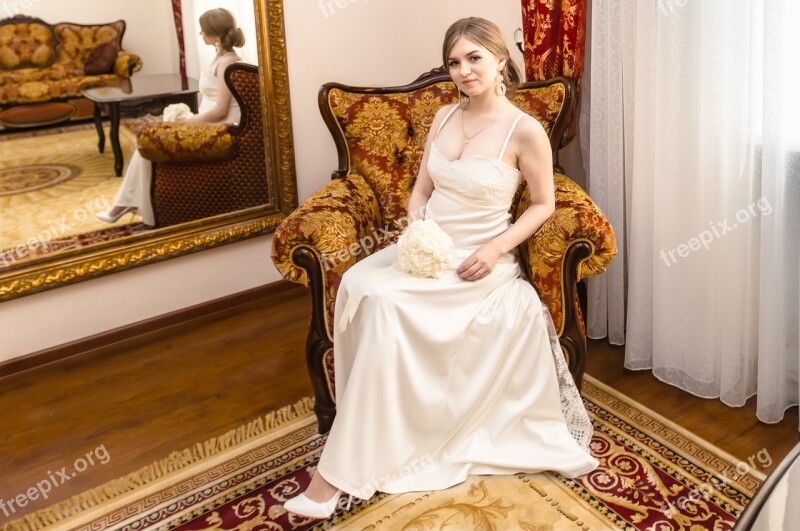 Bride Wedding Room White Dress Armchair