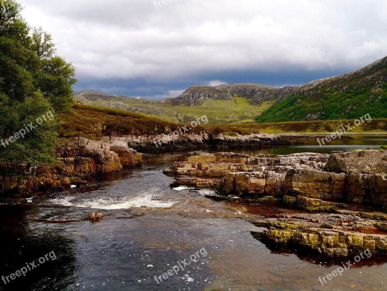 Scotland Water Murmur Landscape Rocky