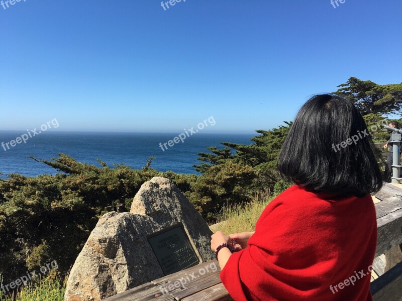 United States First Route Big Sur Woman Rear View