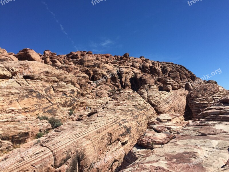 United States Tourism Red Red Rock Canyon Rock Blue Sky Background