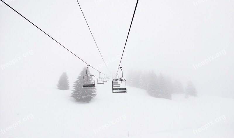 Snow Cable Car White Mountain Skiing