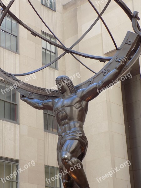 Atlas Bronze Statue Nyc New York