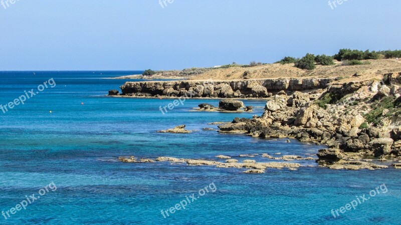 Cyprus Kapparis Rocky Coast Shore Landscape