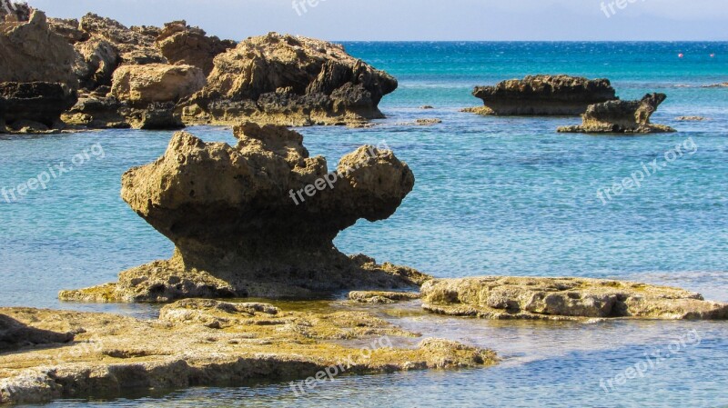 Cyprus Kapparis Rocky Coast Shore Rocks