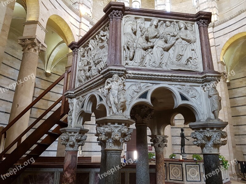 Pisa Baptistery Marble Pulpit Marble Pulpit