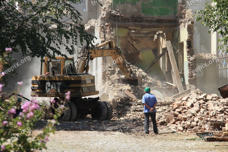 Bulldozer Demolition The Destruction Of Construction Building