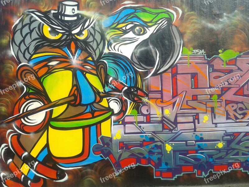 Graffiti Art Street Art Cartoon Character Painted Wall