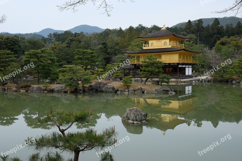 Japan Kyoto Temple Of The Golden Pavilion Free Photos