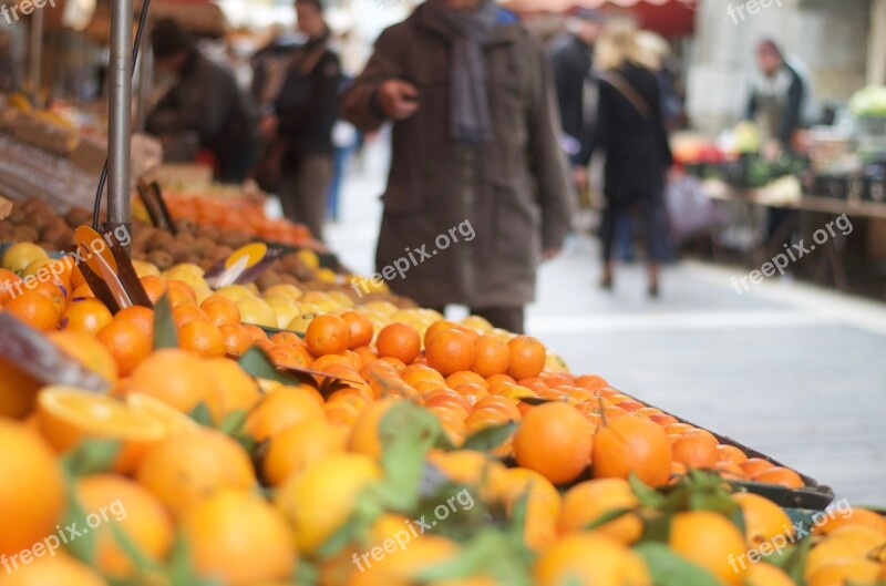 Market Orange Citrus Fruit Food