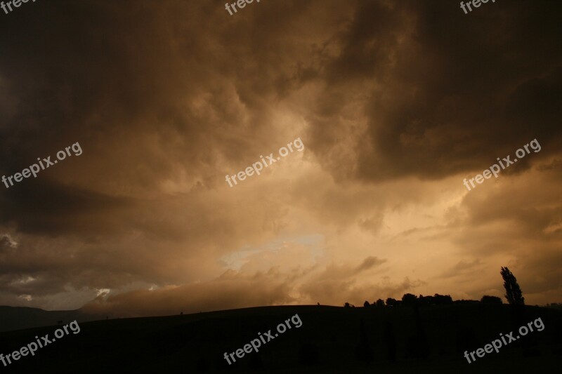 Landscape Sunset Tree Orange Nature