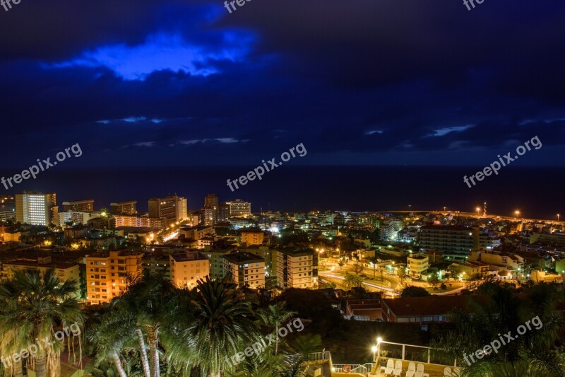 Tenerife Sea Canary Islands Night Photograph Puerto De La Cruz